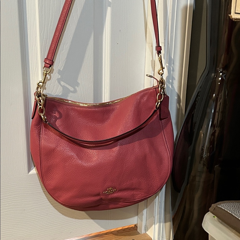 Coach Salmon/Pink Leather Hobo Bag
